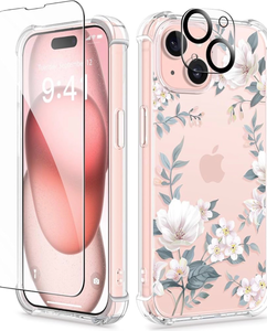 lot 970 image: iPhone 15 Case Floral, with Screen Protector  - Retail $15