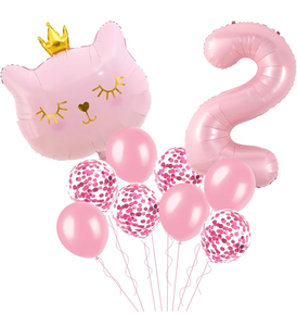 lot 1015 image: Balloons, Pink 2 & 4 Balloon Numbers , Cat Themed Birthday Party Decorations, 2nd Birthday Decorations For Girl - Retail $0