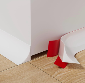 lot 1016 image: Flexible Quarter Round Molding, Peel and Stick Shoe Molding Baseboard,Selfadhesive Corner Trim for Wall Floor Edge, Bendable Rubber Trim - Retail $0