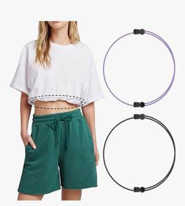 lot 1023 image: 2pcs Crop Top Band Women,Shirt Adjustable Crop Elastic Stretch Waist Belt for Tucking Shirt Sweater. Medium  - Retail $0