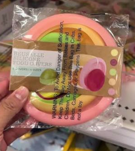 lot 1051 image: Reusable Silicone Food Covers. 5 Covers 4 Sizes  - Retail $0