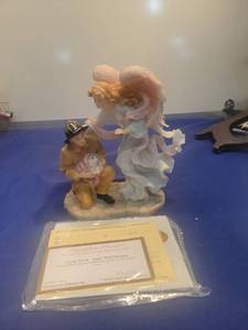 lot 5221 image: Seraphim Classics Caring Touch Angel with Fireman Figurine with COA new in box