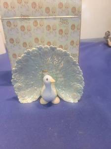 lot 5321 image: Precious Moments Blue Glass Peacock Figurine
