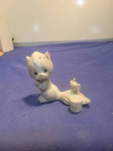 lot 5655 image: Precious Moments Porcelain Cat on Seesaw Figurine
