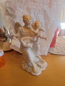 lot 5732 image: White Porcelain Cherub Figurine with Books