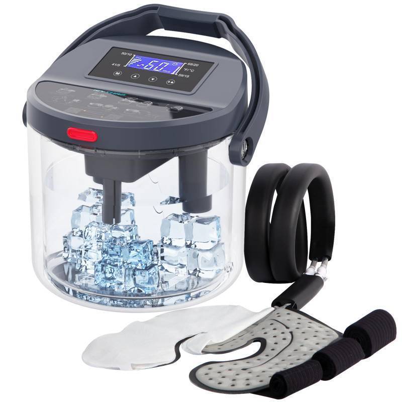lot 2455 image: Cold Therapy Machine with Programmable Timer, Ice-Machine-for-Knee-After-Surgery, Knee Replacement Recovery Equipment, Cryotherapy Pain Relief wCompression Pad for Shoulder, Ankle (Dark Grey) - Retail $120