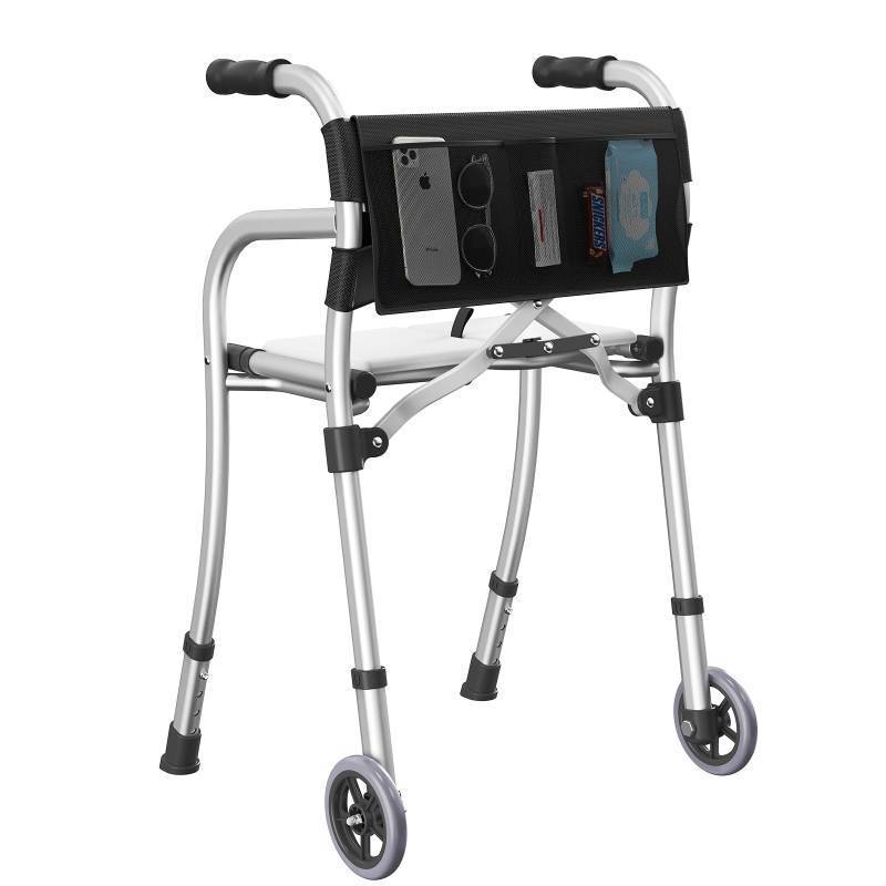 lot 2472 image: Narrow Walkers for Seniors, Folding with Seat, Lightweight Aluminum, for Seniors and Adults, Compact, Height Adjustable, Supports 350 lbs Only 8LBS - Retail $100