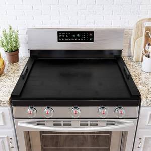lot 2478 image: SpaceAid Noodle Board Stove Kitchen Cover with Handles, Top Covers for Gas Burners and Electric Stove, Oven Decor Accessories Wood Tray for Countertop, Black Bamboo Retail $69.98 FACTORY SEALED  - Retail $70