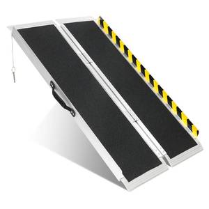 lot 2480 image: 4FT Portable Wheelchair Ramp, Non-Slip Aluminum Folding Handicap Ramp, 800 LBS Capacity Door Threshold Ramps for Home Steps, Scooter Ramps for Car, Doorways, Curbs, Stairs, Cart, Wheel Chair Ramp Step Retail $135.99 FACTORY SEALED  - Retail $130