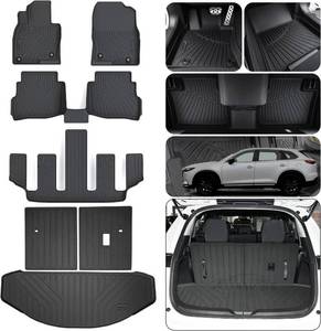 lot 161270 image: Retails for $110 Floor Mats & Trunk Mat & Backrest Mat (Only Fit Sport Version) for 2016-2022 2023 Mazda CX-9 CX9 (6 Seats-2 Row Bucket Seat),TPE All Weather Protection Floor Liners & Cargo Liners