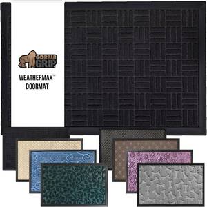 lot 261351 image: GORILLA GRIP 100% Waterproof All-Season WeatherMax Doormat, 47x35, US Designed Natural Rubber, Stain and Fade Resistant, Low Profile Indoor Outdoor Door Mats, Easy Clean Patio Mat, Midnight Maze
