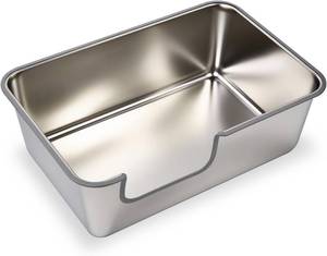 lot 261368 image: Stainless Steel Cat Litter Box,Jumbo XL Extra Large Mental Cat Litter Pan with High Sides Lid,Low Entry for Indoor Big Cats,Non Sticky,Easy to Clean,Anti-Urine Leakage