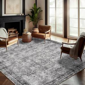 lot 361210 image: Retails for $139 Washable Area Rug 9x12 Retro Boho Design Non-Shedding Easy Care Ideal for High Traffic Areas in Living Room Bedroom Office Coffee Table Kitchen Large Carpet