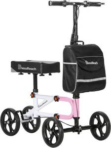 lot 361215 image: Economy Knee Scooter Steerable Knee Walker for Foot Injuries Compact Crutch Alternative with Dual Braking System (Pink)