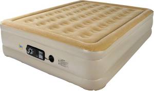 lot 361218 image: Retails for $159 Serta Raised Air Mattress with Never Flat Pump  Luxury Inflatable Mattress with Built in Air Pump to Ensure a Good Night s Rest  Heavy Duty Blow Up Mattress with Self Inflating Pump