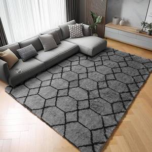 lot 361221 image: ONASAR Rugs for Living Room, Fluffy Soft 5x8 Grey and Black Geometric Area Rug for Bedroom, Shaggy Fuzzy Plush Moroccan Floor Carpet for Kids Boys Girls Teen Nursery Dorm Office Home Decor Aesthetic
