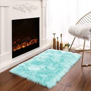 lot 361227 image: Latepis Light Blue Small Fluffy Rugs 2x3 Teal Faux Sheepskin Fur Rug for Bedroom Cute Throw Plush Rug for Cushion Chair Furry Rugs for Home D cor