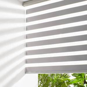 lot 361241 image: Persilux Cordless Zebra Blinds for Windows (35 W X 72 H, Grey) Free-Stop Dual Layer Roller Windows Shades for Day and Night, Light Filtering Sheer Shades for Home, Easy to Install