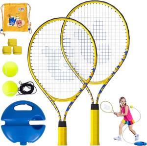 lot 361249 image: Kids Tennis Rackets 2 Pack with Tennis Trainer Rebound Balls, Size 19 & 21 Tennis Training Equipment for Parent-Child Activities, Portable Beginners Junior Youth Tennis Practice Kit for Boy Girl