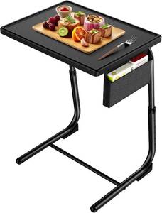 lot 361250 image: HUANUO TV Tray, Adjustable TV Dinner Tray, 20.5 x 15.4 inch Folding Tray Table with Storage Pocket, 6 Height Settings, 3 Angle Adjustments, Comfortable Tray Tables for Bed & Sofa, HNTT04B
