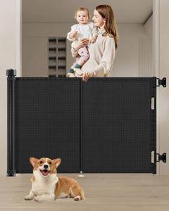 lot 361255 image: Upgrade 59 Retractable Baby Gates with Reinforced Strip Design to Prevent Crawling Through, 34 Tall Retractable Gate for Baby and Pet, 5 FT Baby Gates for Stairs, Doorways, Hallways