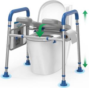 lot 361257 image: Toilet Seat Risers for Seniors, Removable Padded Raised Toilet Seat with Handles, Easy to Clean Adjustable Height Toilet Riser, Handicap Elevated Seat 400lb, Fits Any Toilet