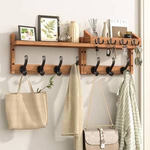 lot 461078 image: Evermagin 29 Coat Rack Wall Mount with Shelf, 4 in 1 Wall Mounted Coat and Key Hanger with 11 Hooks, Entryway Key Holder with Mail Holder for Living Room, Bedroom