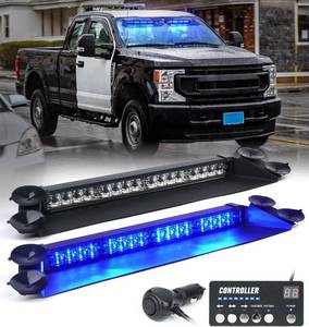 lot 461090 image: LUMENIX LED Emergency Dash Strobe Lights Bar wController Windshield Visor Safety Warning Traffic Caution Split Lightbar Deck Flashing Light for Volunteer Firefighter Police Vehicles Trucks - Blue