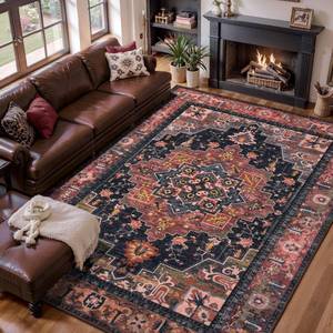 lot 461093 image: Tangsoo 5x7 Area Rug Washable Rugs for Living Room, Vintage Rug Indoor Non Slip Large Area Rugs, Print Carpet, Soft Low Pile Foldable Floor Rug for Bedroom Dining Room Dorm