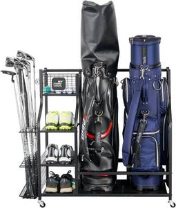 lot 461095 image: Mythinglogic Golf Storage Garage Organizer, Golf Bag Storage Stand and Other Golfing Equipment Rack, Extra Storage Rack for Golf Clubs