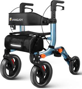lot 461100 image: Retails for $130 Rollator Walker with Seat & Backrest for Seniors, Lightweight Foldable Walking Aid with 10 All-Terrain Tires, Hand Brakes, Adjustable Height and Bariatric Support (19.58 lbs)