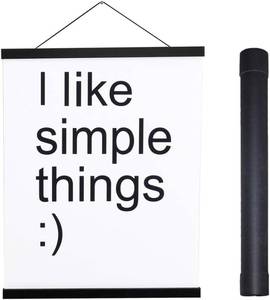 lot 461110 image: Artmag Magnetic Poster Hanger Frame, 47x36 47x30 47x60 Light Wood Wooden Magnet Canvas Artwork Print Dowel Poster Hangers Frames Hanging Kit (Black, 47)