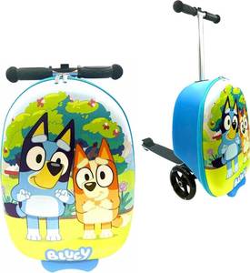 lot 461112 image: Retails for $108 Fast Forward Bluey 18 Ride-On Suitcase Scooter - Bluey Lightweight Carry-On Foldable Scooter Luggage