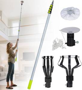lot 461113 image: Light Bulb Changer Pole Kit 3 FT to 20 FT Telescoping Extension Pole with 2 Baskets and Suction Cup Lightbulb Changing for High Ceilings and Recessed Lights Removal Tool