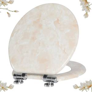 lot 461119 image: Angel Shield Marble Toilet Seat Durable Molded Wood with Quiet Close, Easy Clean, Quick-Release Hinges (Round, Beige Marble)