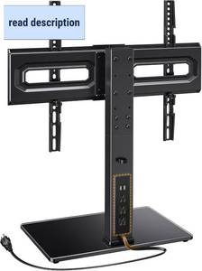 lot 161274 image: Retails for $108 Perlegear Universal TV Stand with Power Outlet, Swivel TV Stand for 32-80 inch TVs up to 99 lbs, TV Base with Tempered Glass Base, Height Adjustable TV Mount Stand Max VESA 600x400mm PGTVS31