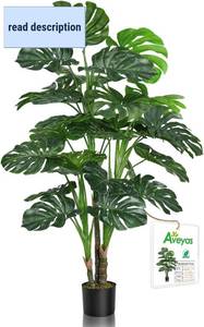 lot 361217 image: Aveyas 54 Tall Large Artificial Monstera Deliciosa Plants, 4.5 Feet Faux Swiss Cheese Floor Plants Fake Tropical Silk Tree with Pot for Indoor Outdoor Office House Living Room Home Decor