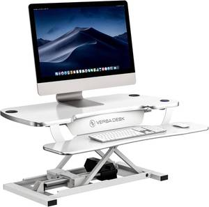 $349 VERSADESK PowerPro Electric Standing Desk Converter - Height Adjustable Desk Riser with Keyboard Tray - Holds 80 lbs - Built-in USB Charging Port - Ergonomic Sit Stand Workstation | White (36 inch)