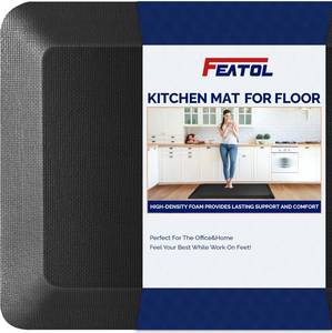 lot 548 image: FEATOL Anti Fatigue Mat for Standing, 910 Extra Thick Ergonomic Standing Desk Mat, Comfort & Durable Memory Foam Standing Mat at Home,Office All Day (24 x 70, Black, 1PC)