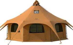 lot 553 image: $399 TOMOUNT Canvas Bell Tent Wall Tent with Stove Jack for Camping Glamping Yurt Dia.16.4ft9.2ft