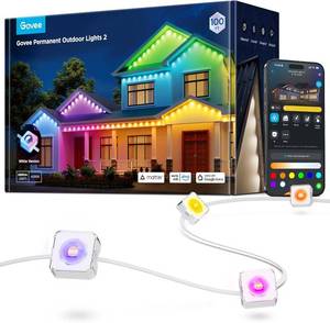 lot 2045 image: $260 Govee Permanent Outdoor Lights 2, 100ft RGBIC Outdoor Lights with 72 LED Lights, IP67 Waterproof, 100 Scene Modes with 40lm White for Outdoor Decorations, Works with Alexa, Google Assistant, White
