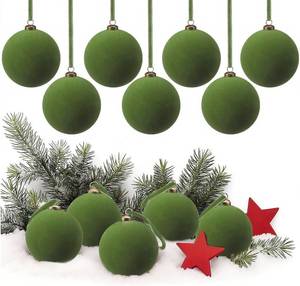 lot 2051 image: 31 Pcs Green Velvet Christmas Balls Bulk - 3.15 Inch Flocked Christmas Tree Ball Ornaments Xmas Shatterproof Hanging Ornaments for Xmas Tree Garland Holiday Party Decoration