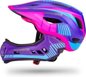 lot 2052 image: ROCKBROS Kids Full Face Helmet Kids Bike Helmets Lightweight Toddler Mountain Bike Helmet Detachable for MTB BMX Skating Cycling Scooter Safety Bicycle Helmets for Youth Child Boys Girls Ages 3-16