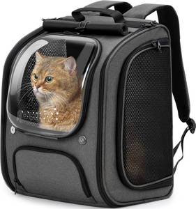 lot 2054 image: Pecute Cat Backpack Carrier, Large Space Cat Bubble Backpack, Breathable Cat Carrier, Shaded Dog Backpack Carrier, Ergonomic 3D Design for Travel, Hiking, Walk, Suitable for Shopping, Car, Vet, Gray
