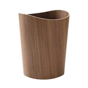 lot 2067 image: Round Stackable Wastebasket, Natural Wood Garbage Recycling Bin for Bathrooms, Kitchens, Home Offices (Dark Wood)