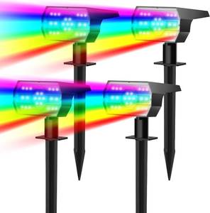 lot 2068 image: NYMPHY Solar Color Changing Lights, 7 Modes, Multicolor RGB, Outdoor Waterproof IP68, 4 Pack