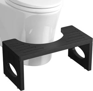 lot 2082 image: 7 Inch Bamboo Toilet Stool, Foldable Poop Stool, Bathroom Step Stool Squat (Black)