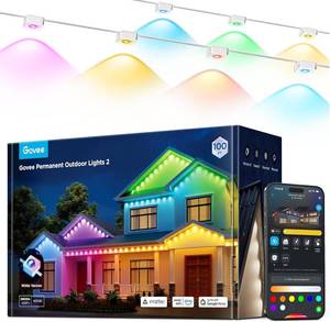 lot 2088 image: $390 Govee Permanent Outdoor Lights 2, 100ft RGBIC Outdoor Lights with 108 LED Lights, IP67 Waterproof, 100 Scene Modes with 40lm White for Outdoor Decorations, Works with Alexa, Google Assistant, White