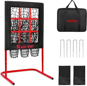 lot 2090 image: 9 Hole Pitching Net with Strike Zone, Adjustable Baseball Pitching Target, Heavy Duty Softball Net Training Equipment