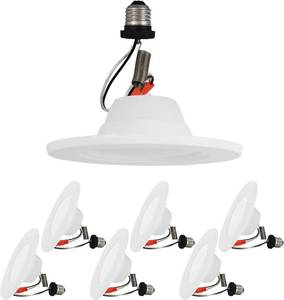 lot 2093 image: Jolux 56 Inch LED Spring Hook Retrofit Downlight, Recessed can Light Conversion kit, Extension Spring Hook for Free-Length,12W75W,4000K Cool White,800Lumen,Dimmable,Simple Installation,E26,6Pack